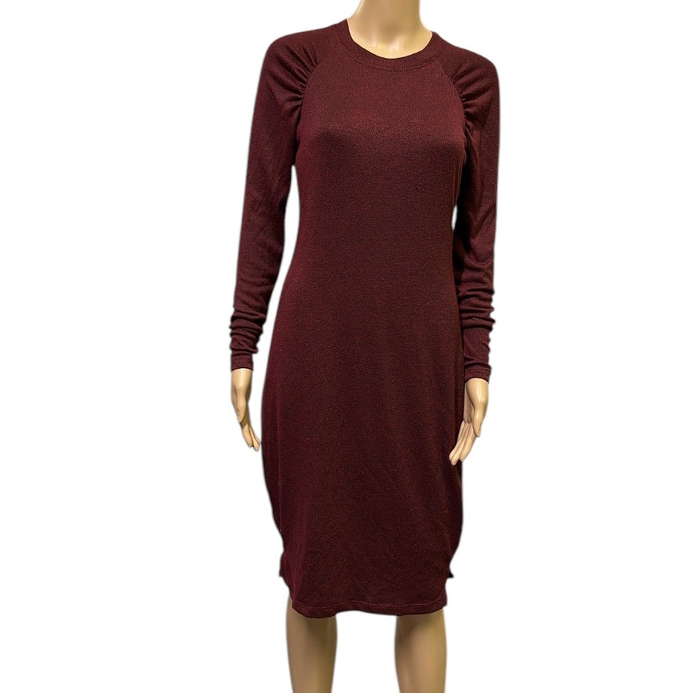 Motherhood Maternity Heather Burgundy Hacci Knit Long Sleeve Dress Womens Small